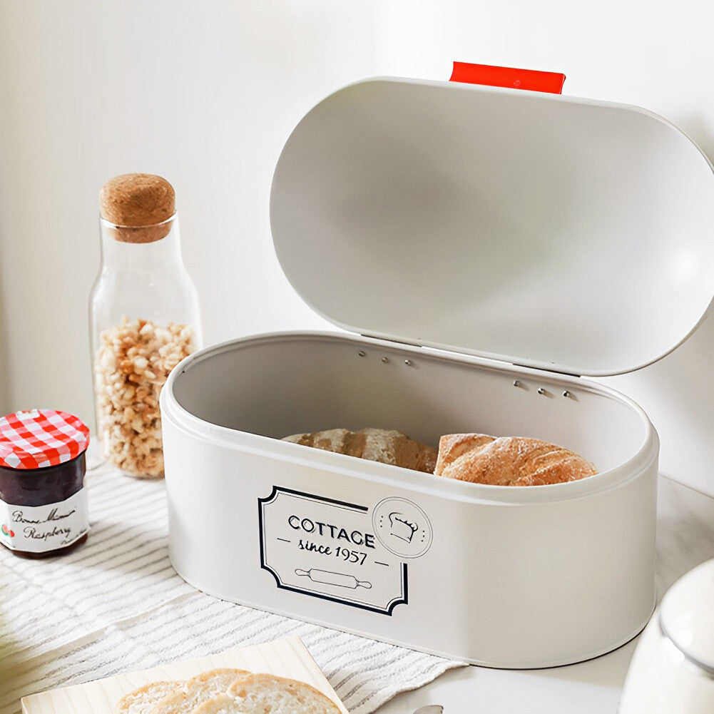 LIFELOOK Vintage Style Metal Bread Bin Kitchen Food Storage Container