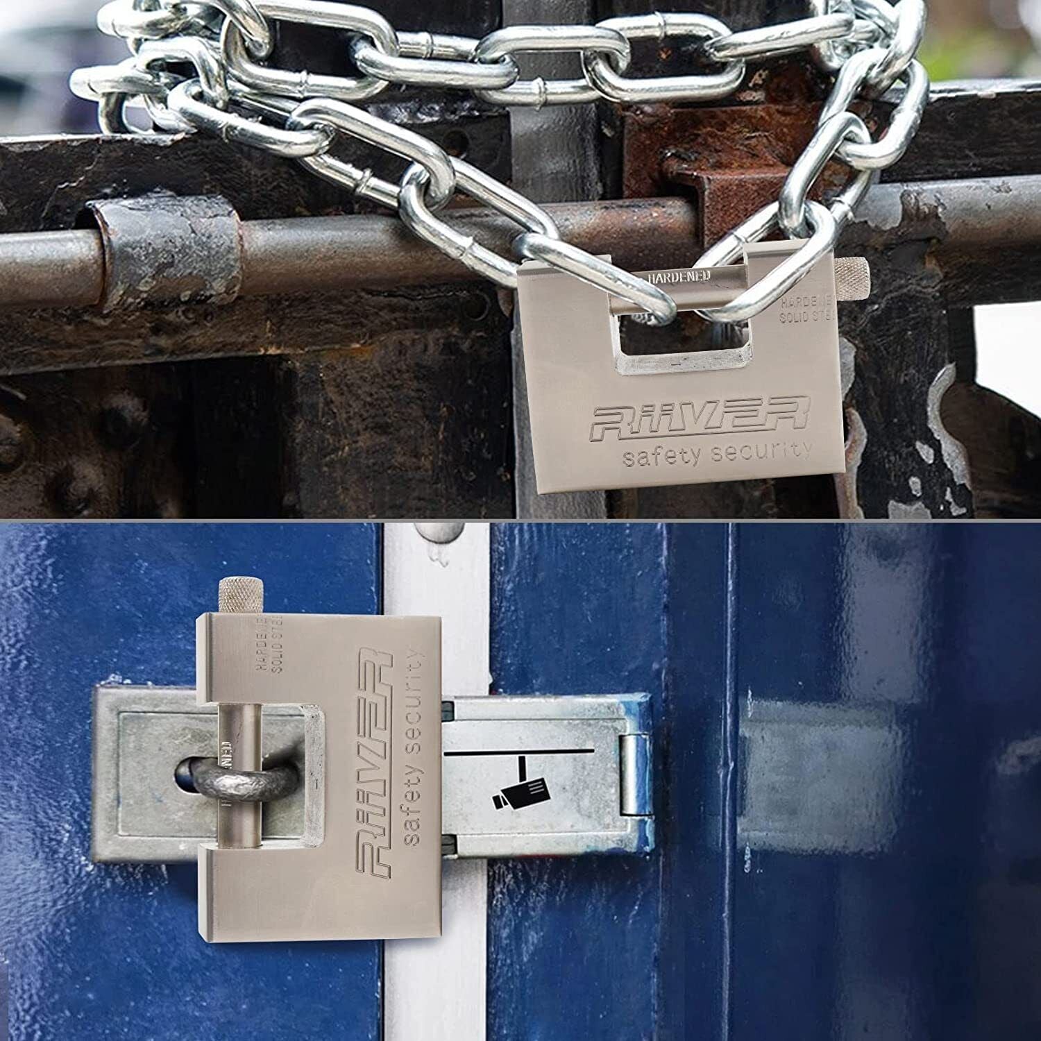 QngeNet 94mm Heavy Duty Armoured Steel Shutter Padlock 5 Keys