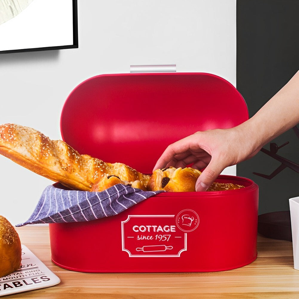 LIFELOOK Vintage Style Metal Bread Bin Kitchen Food Storage Container