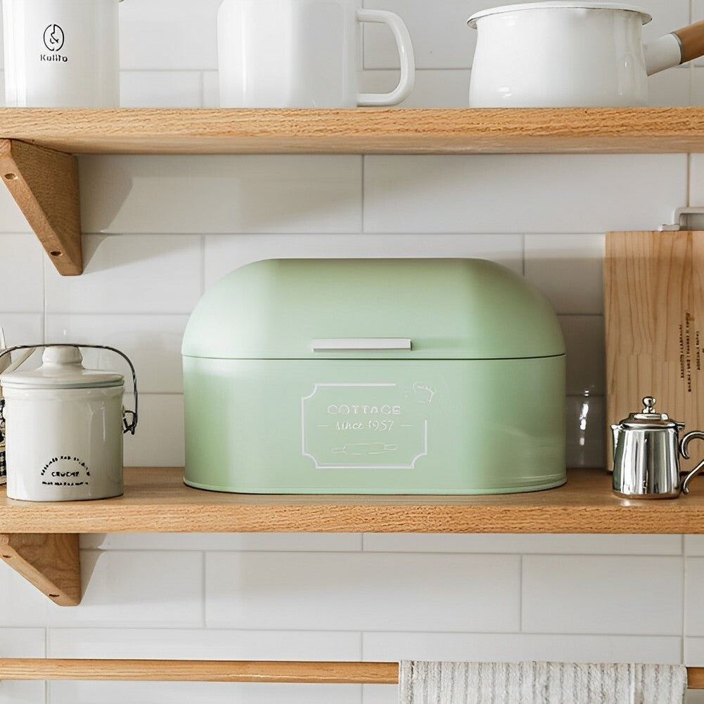 LIFELOOK Vintage Style Metal Bread Bin Kitchen Food Storage Container