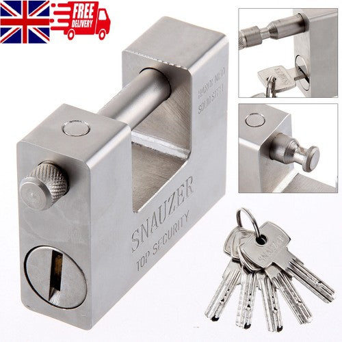 QngeNet 94mm Heavy Duty Armoured Steel Shutter Padlock 5 Keys