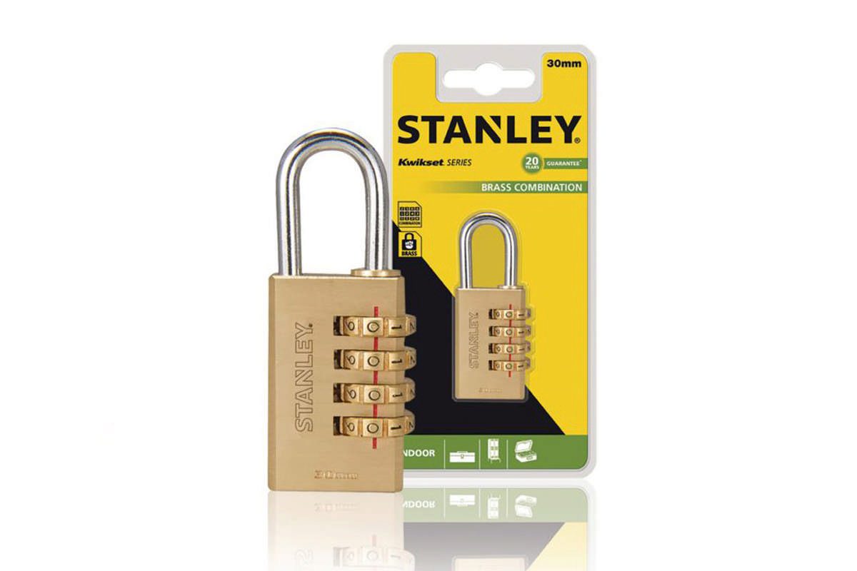 Stanley 30mm 4-Digit Combination Lock S742-052 Brass