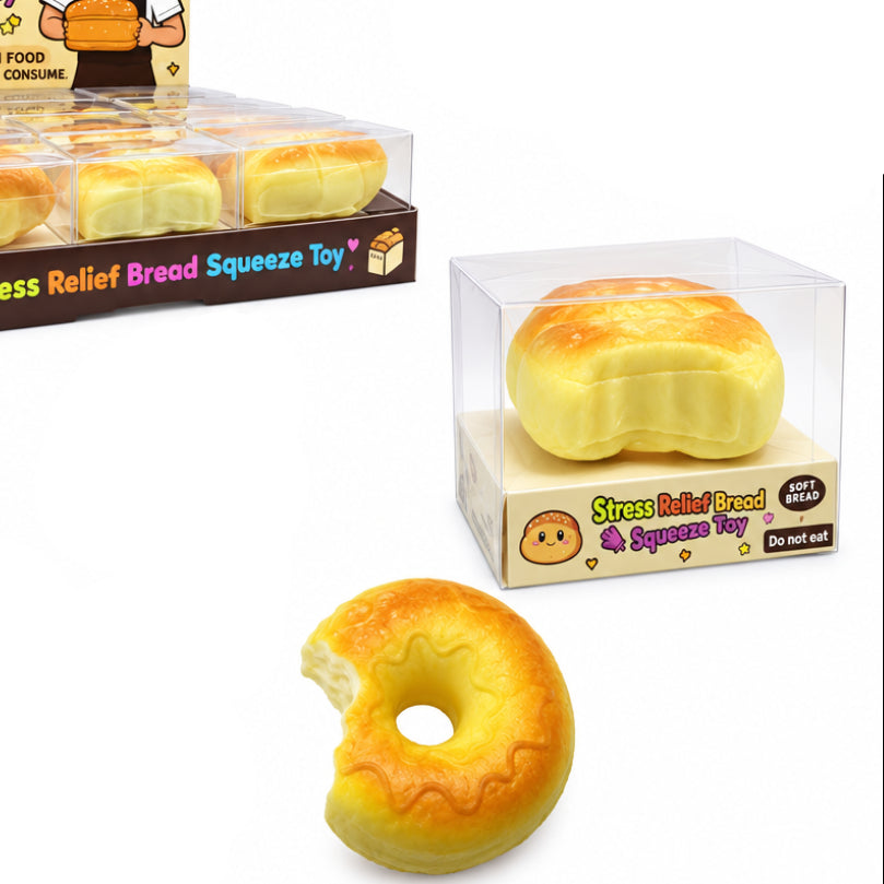 Stress Relief Bread Squishy Sensory Fidget Toy Assorted