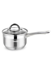 Durable 2.1L Stainless Steel Saucepan with Lid, Wear-Resistant Kitchen Cooking Pot
