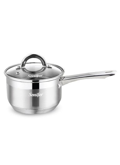 Durable 2.1L Stainless Steel Saucepan with Lid, Wear-Resistant Kitchen Cooking Pot