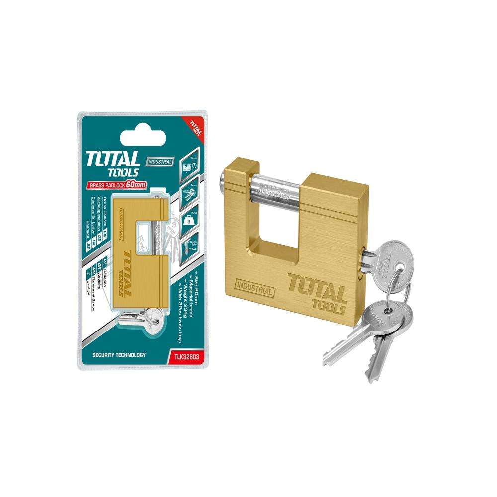 Total Heavy Duty Brass Block Padlock 20mm Gold