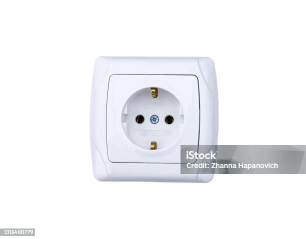 White Power Outlet Isolated Stock Photo