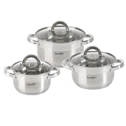 Sonifer Premium 6-Piece Stainless Steel Pot Set with Glass Lids