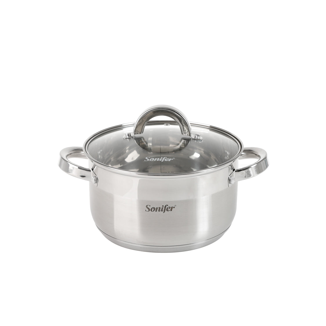 Sonifer Premium 6-Piece Stainless Steel Pot Set with Glass Lids