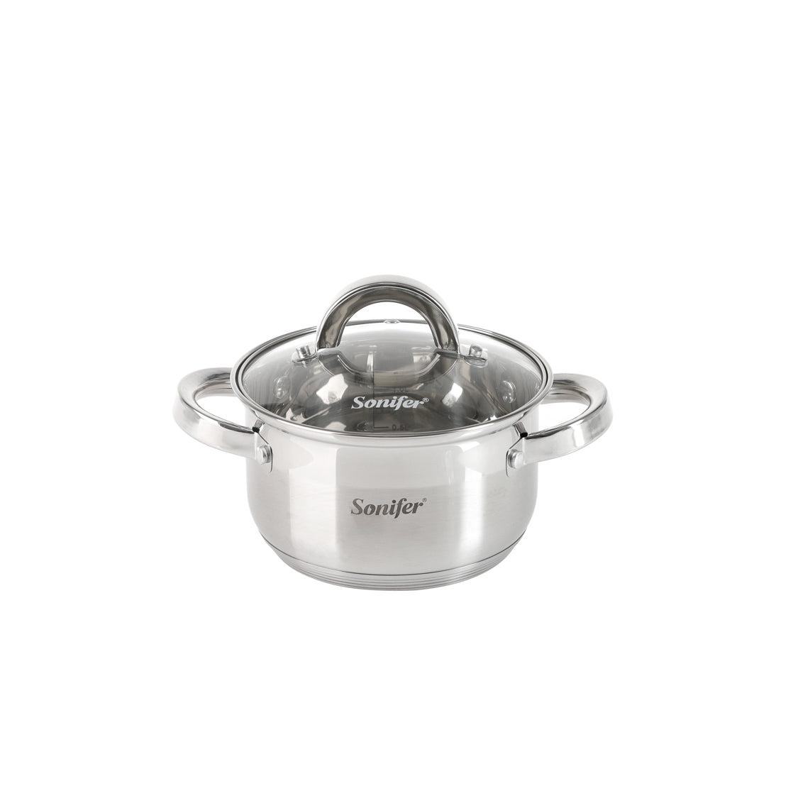 Sonifer Premium 6-Piece Stainless Steel Pot Set with Glass Lids
