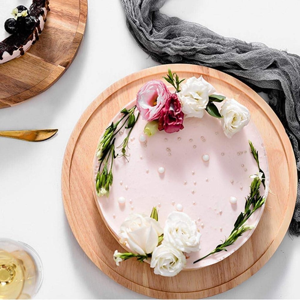 Shree Khodiyar Enterprise Round Wooden Cake Stand Acrylic Dome Lid