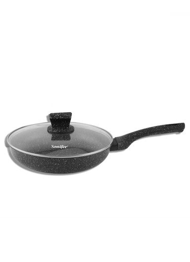 Premium 8-inch Non-Stick Granite Fry Pan with Lid: Durable, Wear-Resistant Cooking